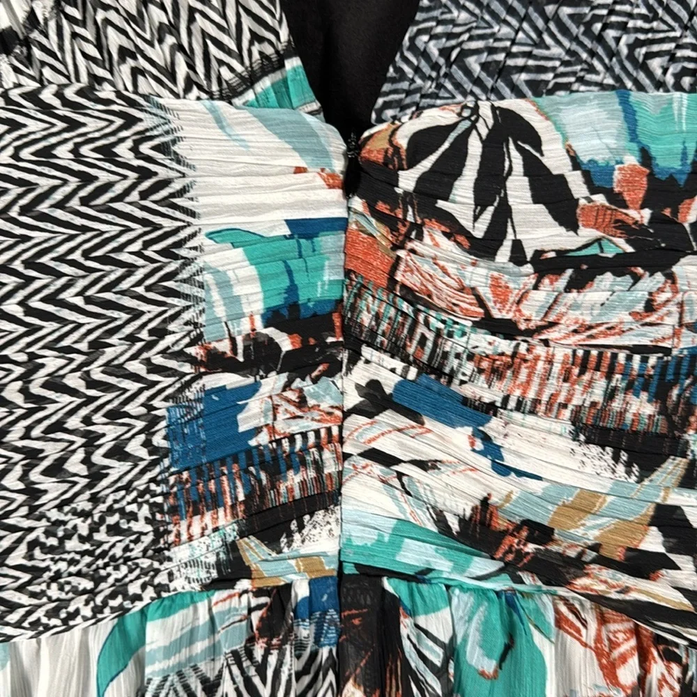 Harlyn Maxi Dress Mix Print Block Artsy Modern Romance Wedding Guest Party Med - Picture 12 of 16